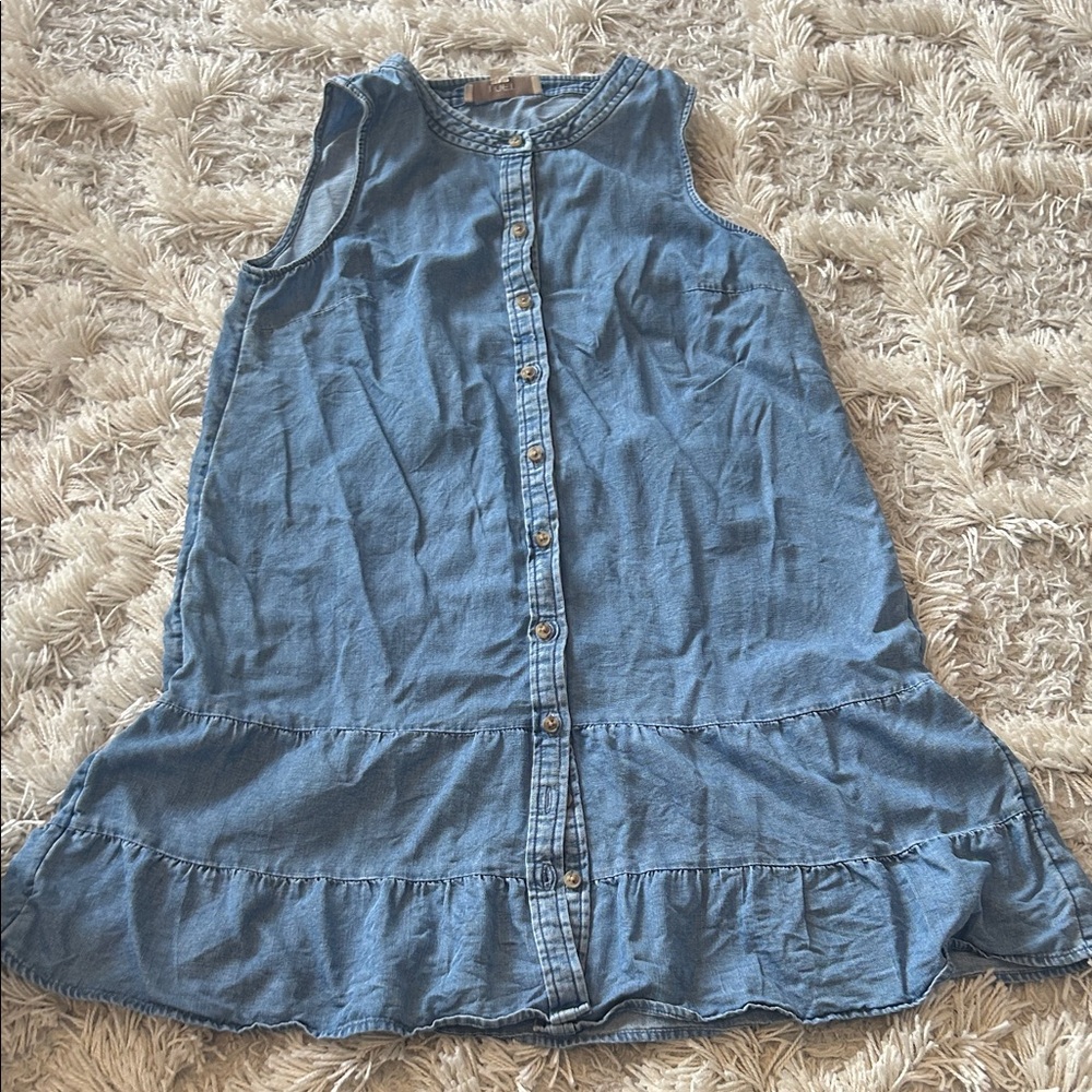 LOFT Denim Blue Button-Down Sleeveless Dress
